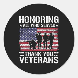Sticker Rond Cadeau de service militaire patriotique Merci aux 