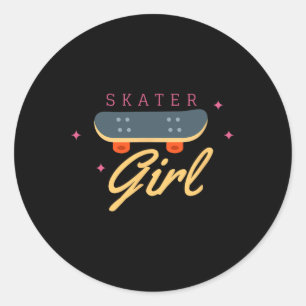 Sticker Rond Cadeau de skateboard de patinage pour fille Citati