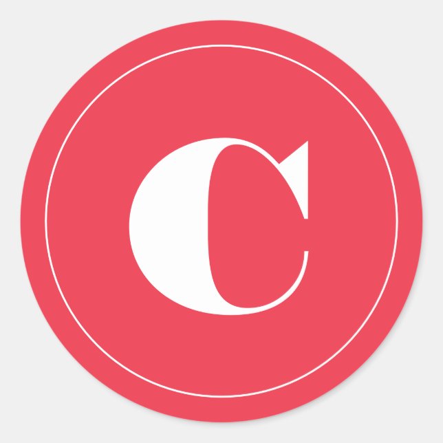 Sticker Rond cadeau de vacances initial rose vif (Devant)