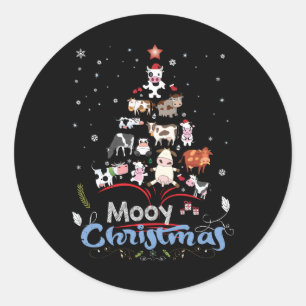Sticker Rond Cadeau de vache Mooy Christmas Cow Lover Cadeau