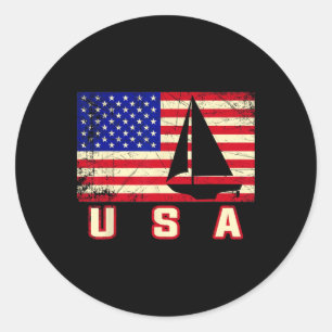 Sticker Rond Cadeau de voile de drapeau américain pour femmes