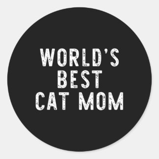 Sticker Rond Cadeau drôle de Noël pour la maman de chat du mond