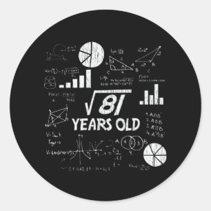 Sticker Rond Cadeau drôle rétro pour 9ème anniversaire pour les
