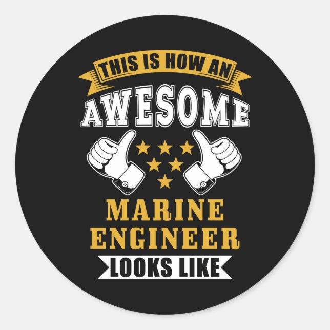 Sticker Rond Cadeau du mécanicien maritime (Devant)