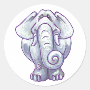 Sticker Rond Cadeau Eléphant blanc mignon