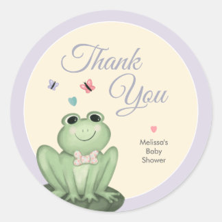 Sticker Rond Cadeau fantaisiste de Baby Shower Grenouille Lavan