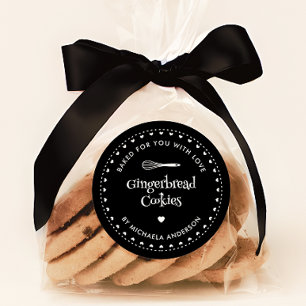 Sticker Rond Cadeau Fêtes de Noël Maison Cuite Avec Amour