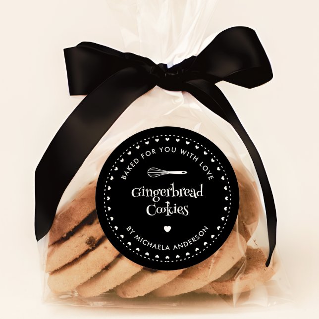 Sticker Rond Cadeau Fêtes de Noël Maison Cuite Avec Amour (Créateur téléchargé)