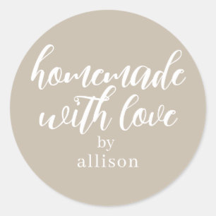 Sticker Rond Cadeau gris personnalisé fait avec amour