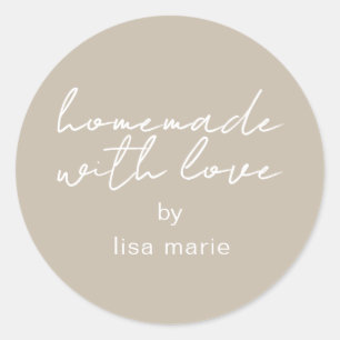 Sticker Rond Cadeau gris personnalisé fait avec amour