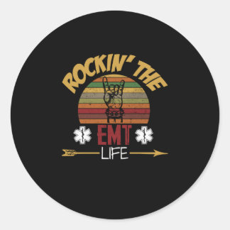 Sticker Rond Cadeau infirmière | Vintage Rockin' The EMT Life