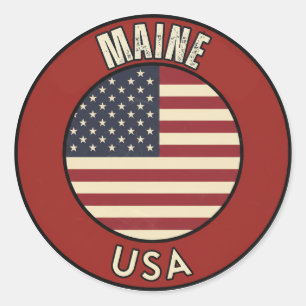 Sticker Rond Cadeau J'aime Maine - Souvenir Mignon de l'État ME