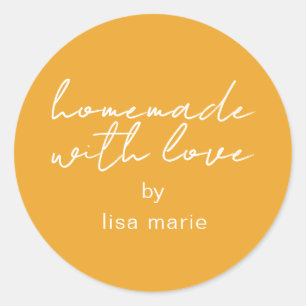 Sticker Rond Cadeau Jaune Clair Personnalisé Fait Maison avec A
