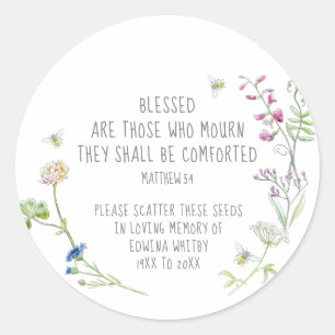 Sticker Rond Cadeau mémorial funéraire graines de fleurs sauvag