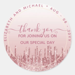 Sticker Rond Cadeau Merci Faveur Paillettes Tout Événement
