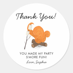 Sticker Rond Cadeau mignon d'anniversaire de feu de camp