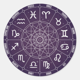 Sticker Rond Cadeau moderne de zodiaque de roue d'astrologie