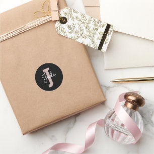 Sticker Rond Cadeau Monogramme personnalisé pour les noms comme