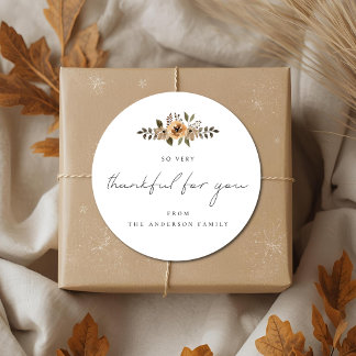 Sticker Rond Cadeau nostalgique de floraison automnale de Thank
