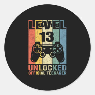 Sticker Rond Cadeau officiel d'anniversaire de 13 ans Niveau 13