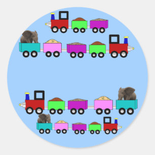 Sticker Rond Cadeau orienté d'anniversaire de train