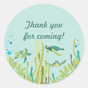 Sticker Rond Cadeau personnalisable réaliste de tortues de mer