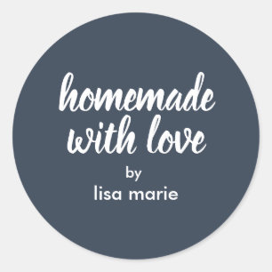 Sticker Rond Cadeau personnalisé bleu foncé fait avec amour