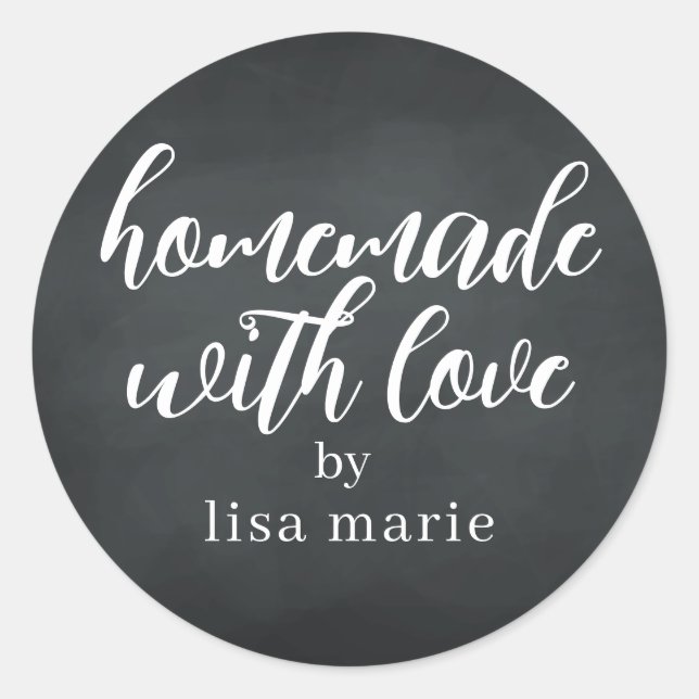 Sticker Rond Cadeau personnalisé fait avec amour sur tableau no (Devant)