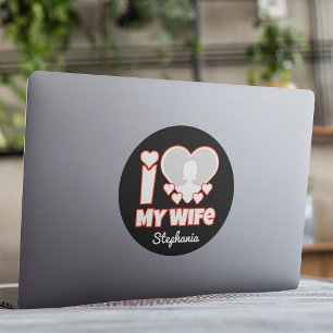 Sticker Rond Cadeau personnalisé J'aime ma femme – Ajouter un n