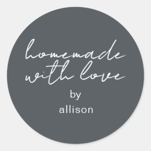 Sticker Rond Cadeau personnalisé noir décent fait avec amour