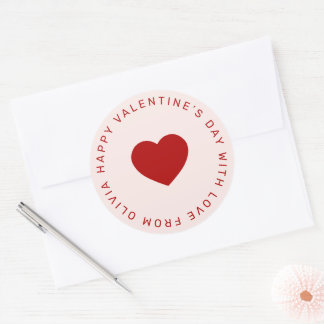 Sticker Rond Cadeau personnalisé rose rose simple VALENTINE’S D