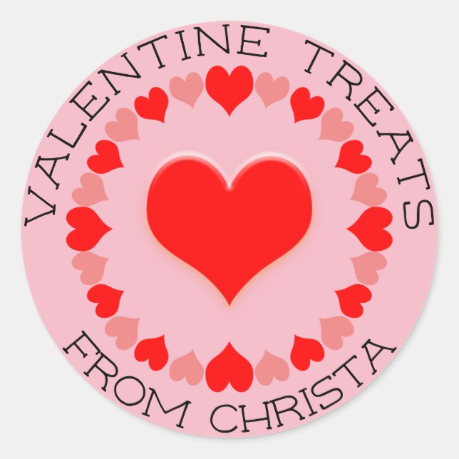 Sticker Rond Cadeau personnalisé Valentine Traitements Cercle d (Devant)