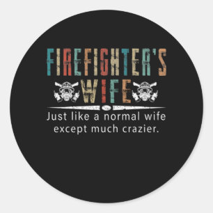 Sticker Rond Cadeau pompier   Amoureux des femmes pompiers