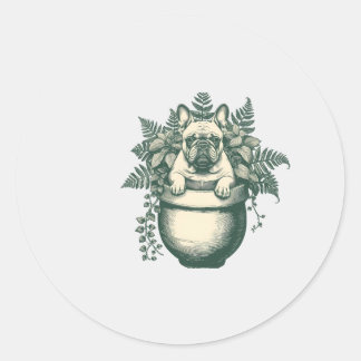Sticker Rond Cadeau pour amateur de plante bouledogue français