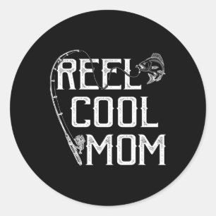 Sticker Rond Cadeau pour amoureux de pêche Moulinet Maman cool 