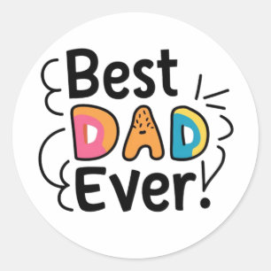 Sticker Rond Cadeau pour le meilleur papa. Fête des Pères