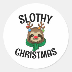 Sticker Rond Cadeau Pour Les Amateurs De Sloth Christmas Slothy