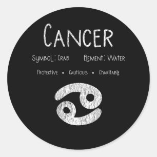 Sticker Rond Cadeau Rétro Signe du Zodiaque Cancer pour Amateur