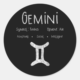 Sticker Rond Cadeau Rétro Signe du Zodiaque Gémeaux pour Amateu