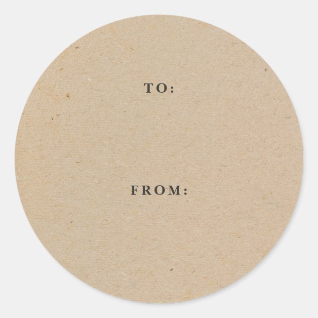 Sticker Rond Cadeau simple et rustique Kraft (Devant)