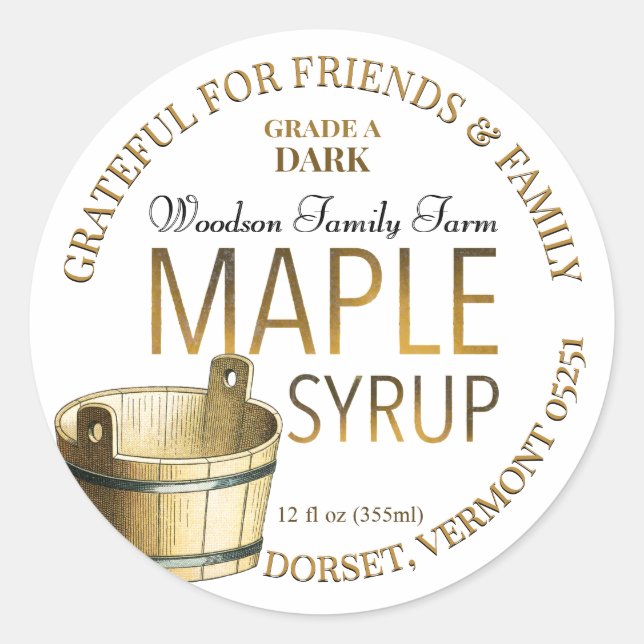 Sticker Rond Cadeau spécial Thanksgiving Noël sirop d'érable ca (Devant)