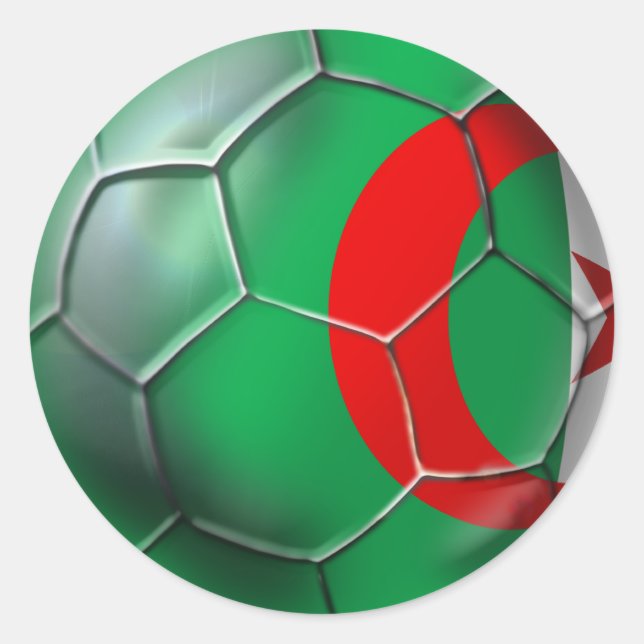 Sticker Rond Cadeaux algériens de ballon de football de drapeau (Devant)