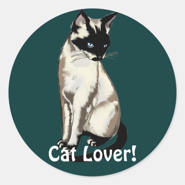 Sticker Rond Cadeaux Amoureux de les chats siamois (Devant)