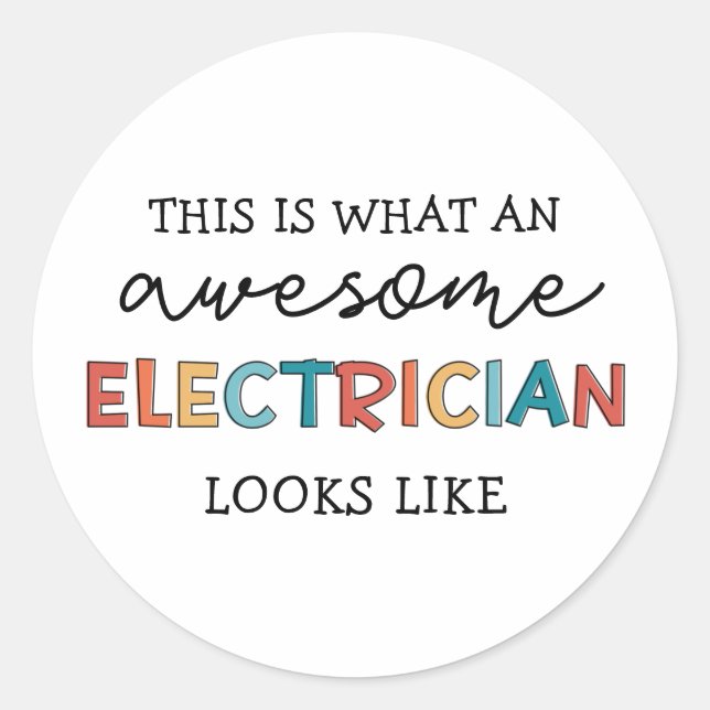 Sticker Rond Cadeaux amusants pour électriciens (Devant)