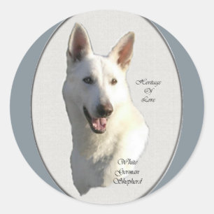 Sticker Rond Cadeaux blancs de berger allemand