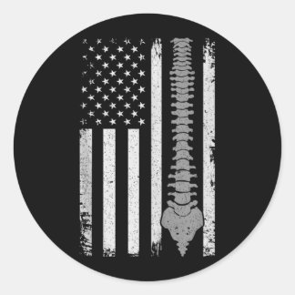 Sticker Rond Cadeaux Chiropratiques Drapeau USA Patriotique Chi