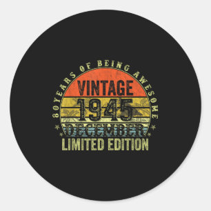 Sticker Rond Cadeaux d'anniversaire pour hommes de 80 ans Décem