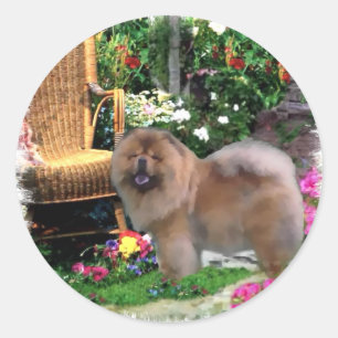 Sticker Rond Cadeaux d'art Chow Chow