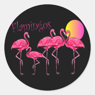 Sticker Rond Cadeaux d'art Flamant rose tropical