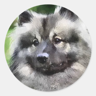 Sticker Rond Cadeaux d'art Keeshond